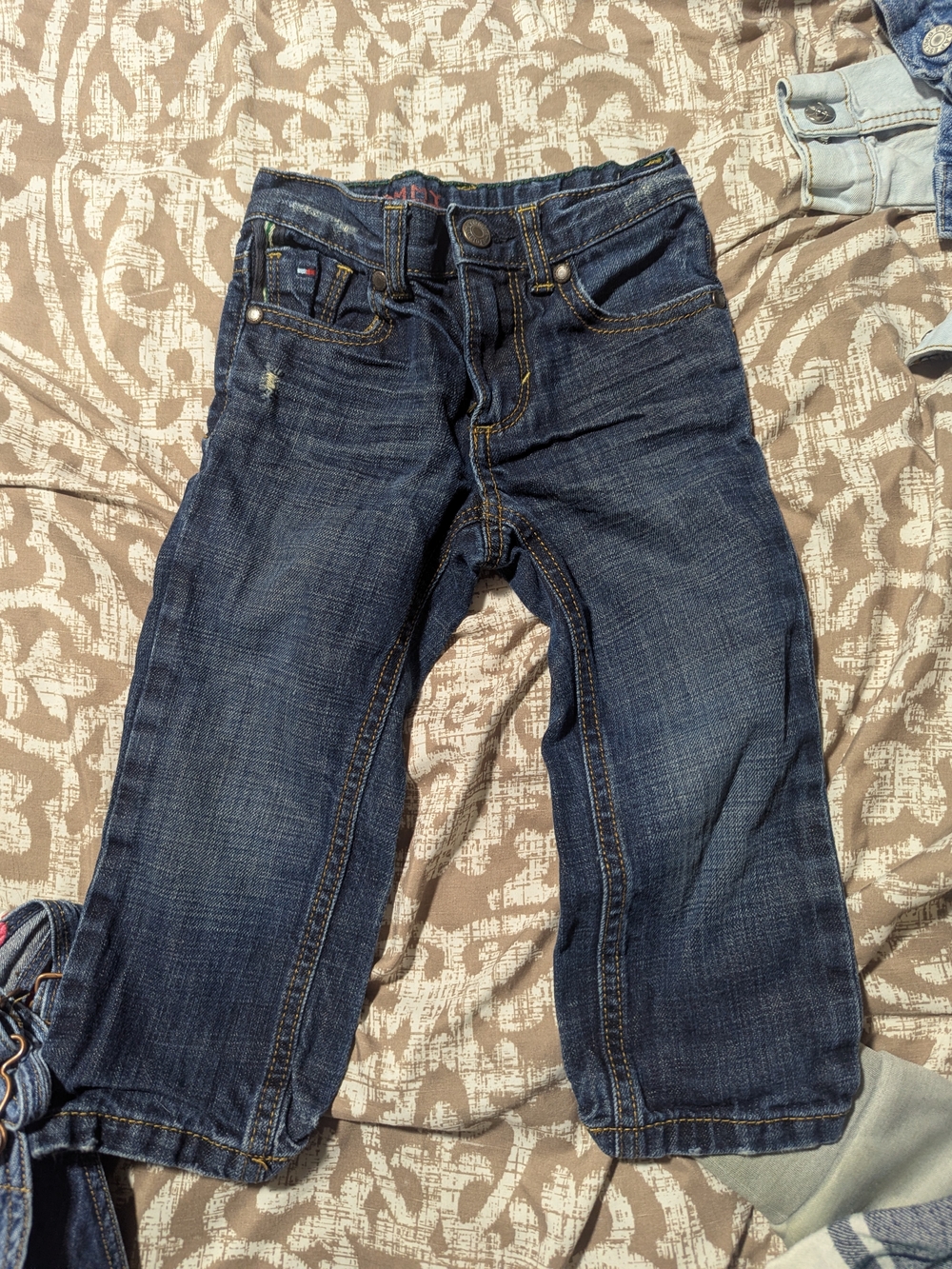 Dark Blue Kids Worn Out Look Denim Jeans - Tommy Hilfiger Style